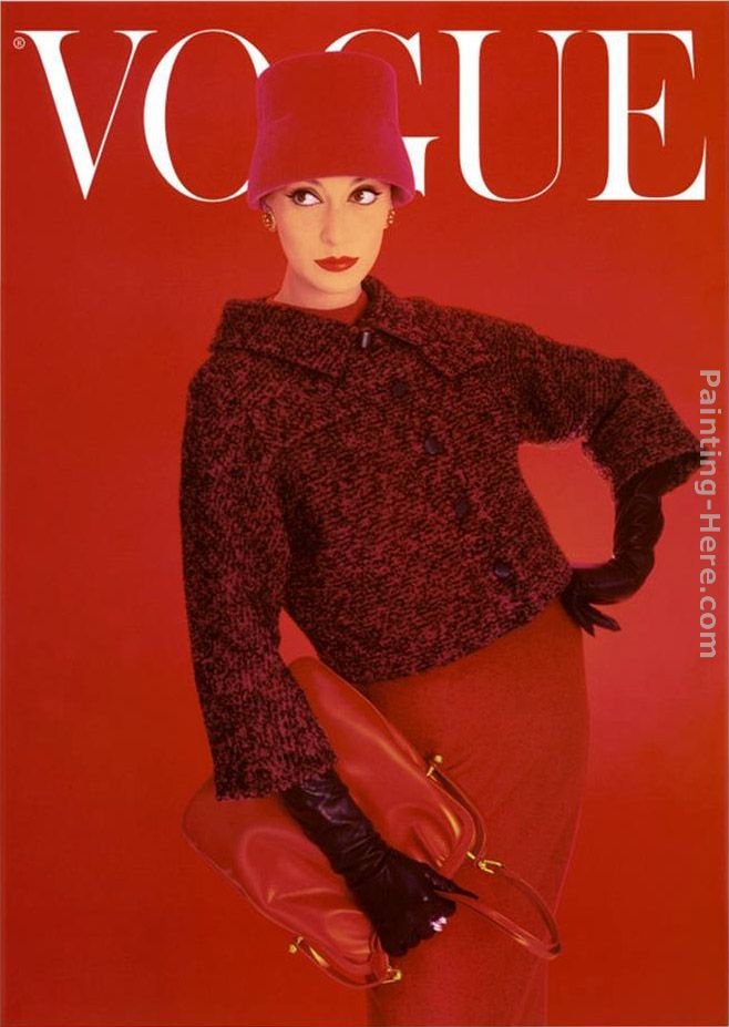 Vogue Cover, Red Rose, August painting - Norman Parkinson Vogue Cover, Red Rose, August art painting